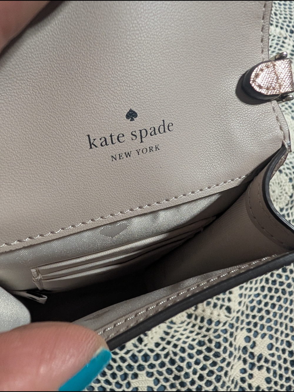 Kate Spade Glitter Crossbody Phone Wallet - Rose Gold - Picture 4 of 9